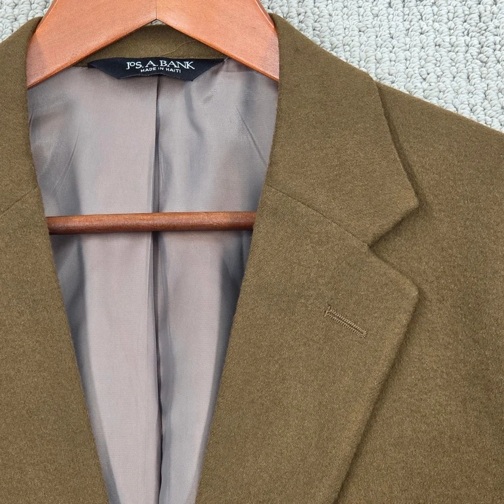 Jos A Bank Mens 42R Wool Cashmere Blazer Sport Coat Olive Brown 2-Button Jacket